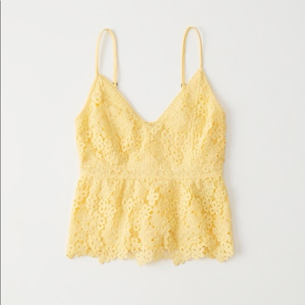 Abercrombie & Fitch Yellow Lace Peplum Camisole NWT